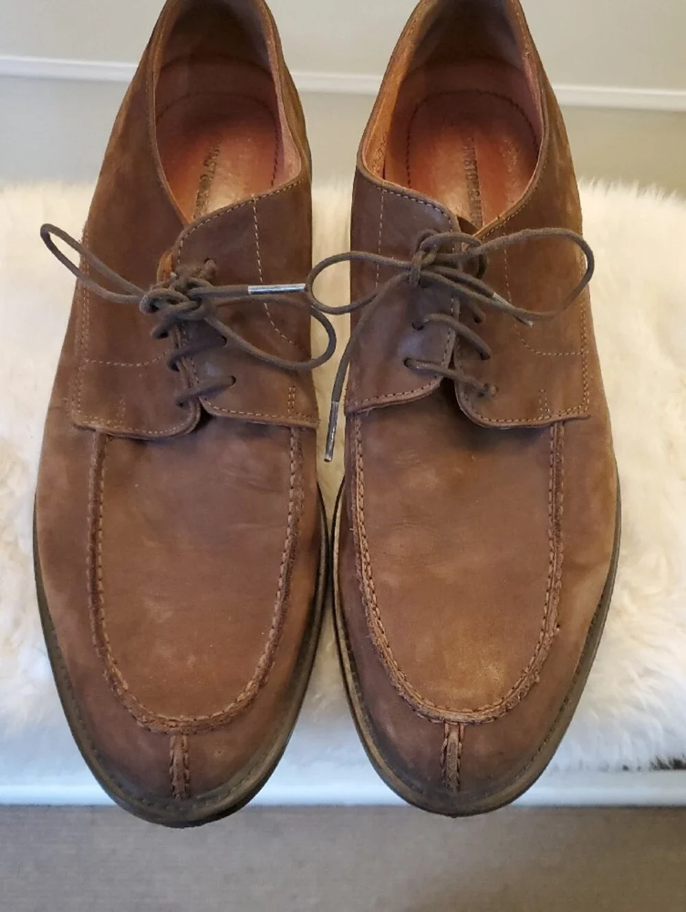 Johnston & Murphy Brown Leather Derby Moc Toe Shoes